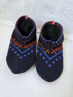 Bombas Gripper Slipper Socks Indoor House Shoes Dark/Light Blue Plush Lined XL